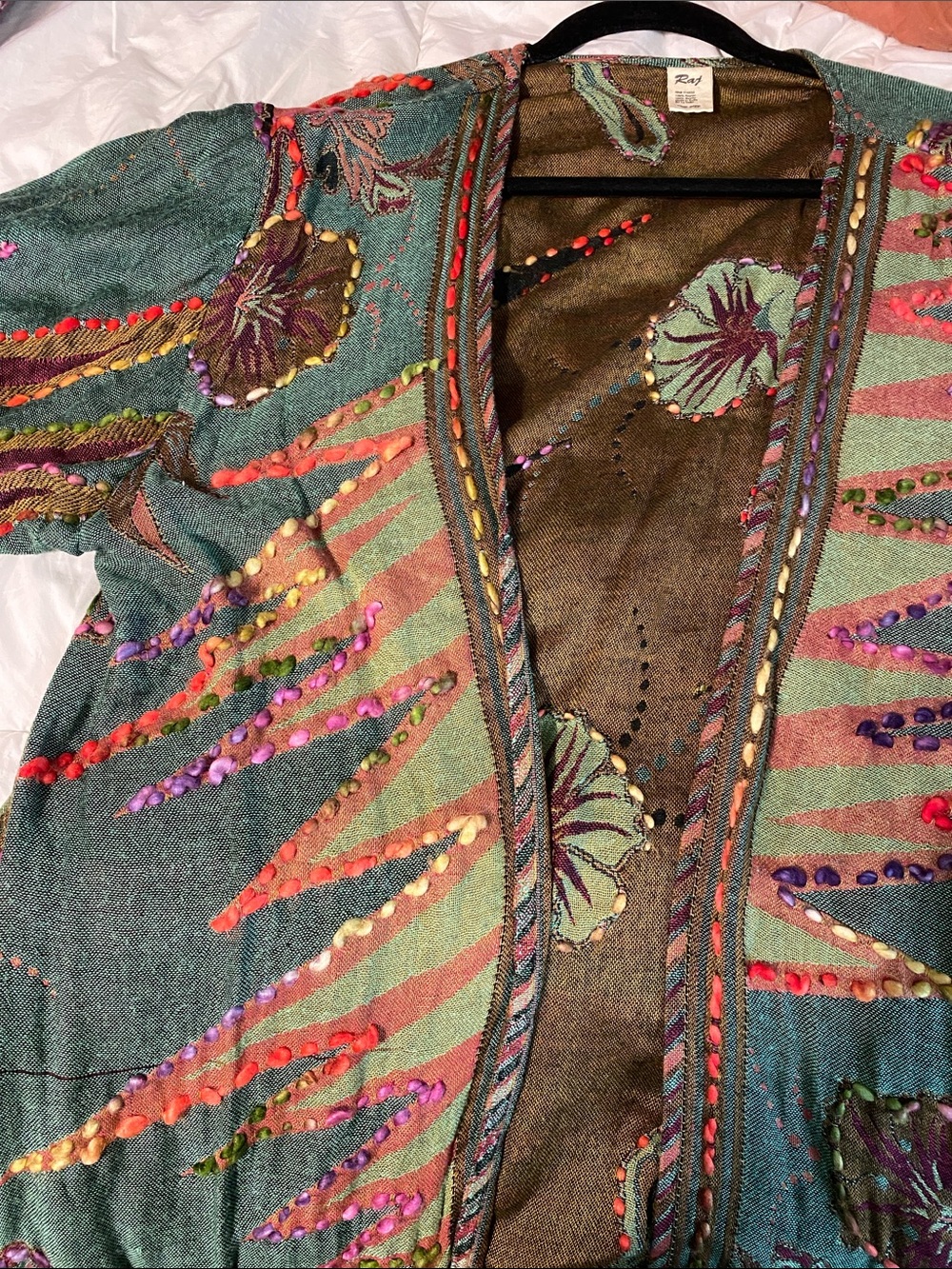 Raj green floral long sleeve kimono duster - Picture 4 of 4